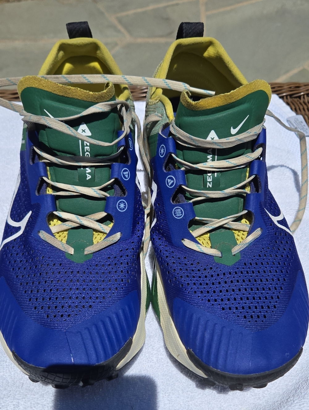 Nike Zegama Trail Shoes in Royal Blue, Forest Green & Yellow